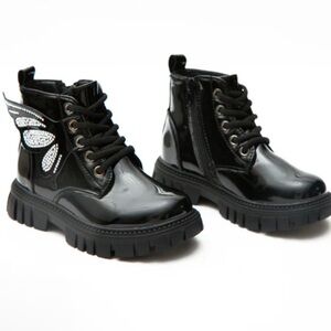 Kids Mini chunky Boots with Butterfly Design Size 5